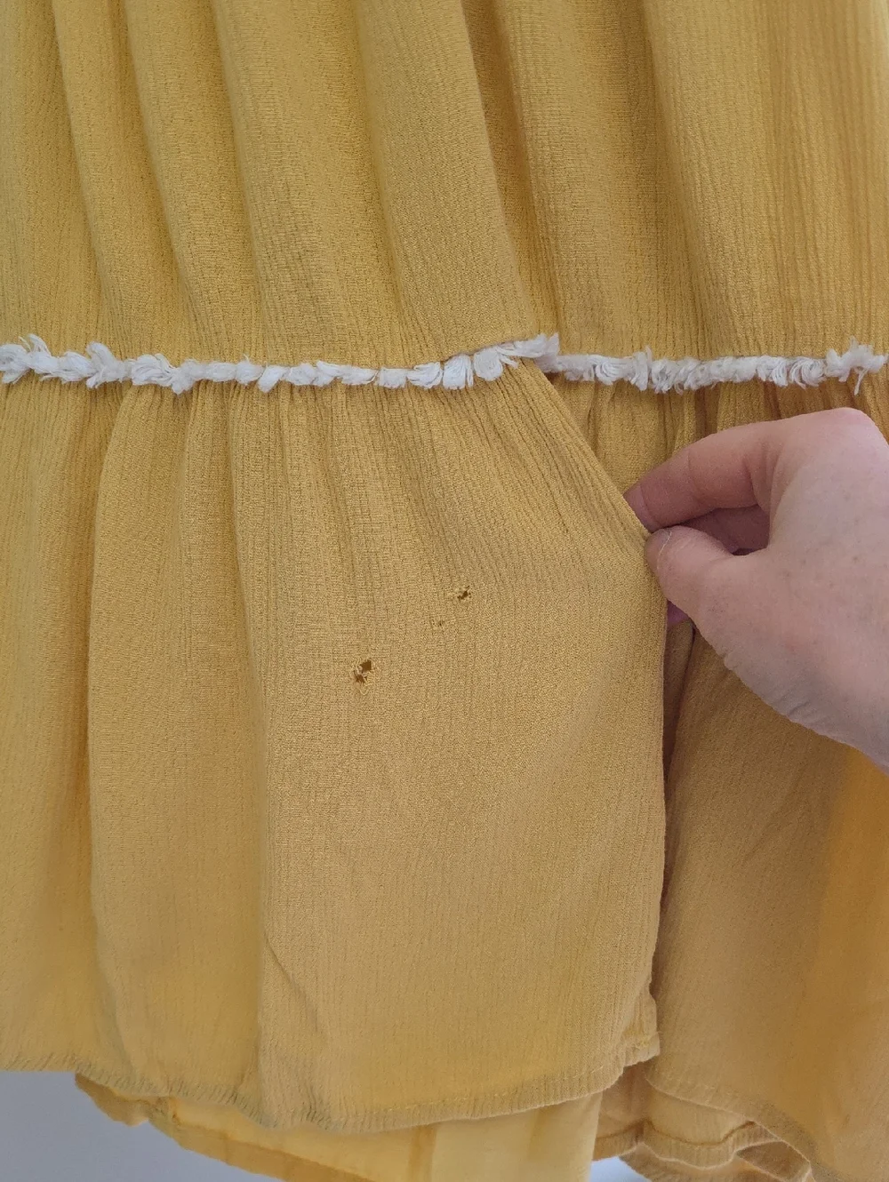 JOIE Yellow Layered/ Tiered Sleeveless Embroidered Midi Boho Dress Size 10 - Picture 8 of 8